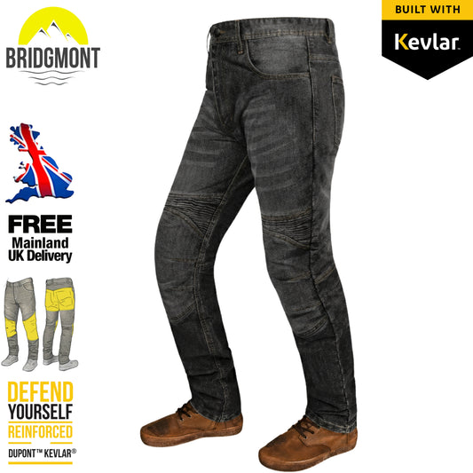 Rustic Black Kevlar-Lined Protective Motorcycle Jeans