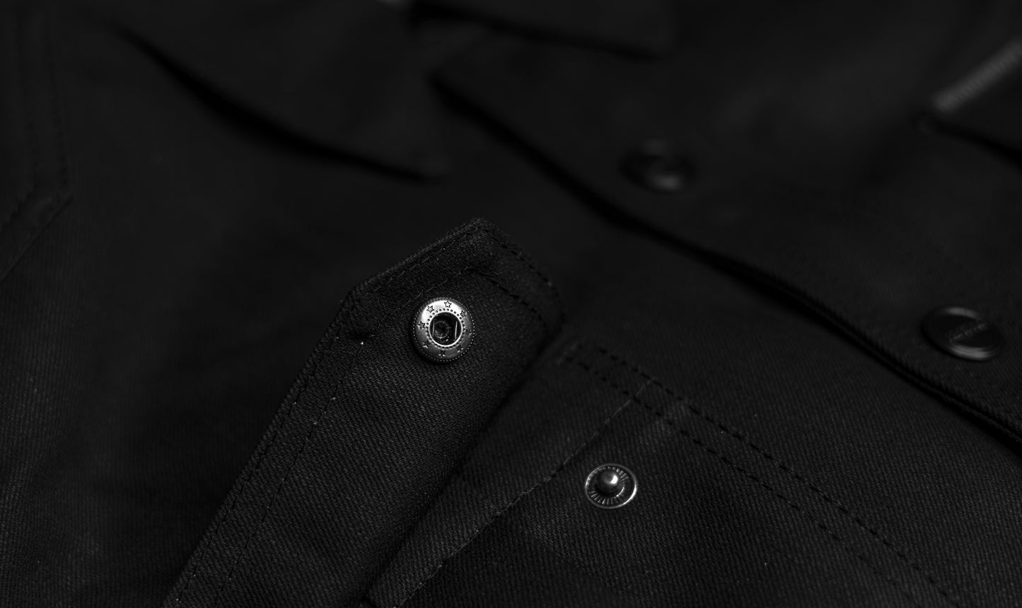 Midnight Phantom Black Waxed Motorcycle Riding Shirt
