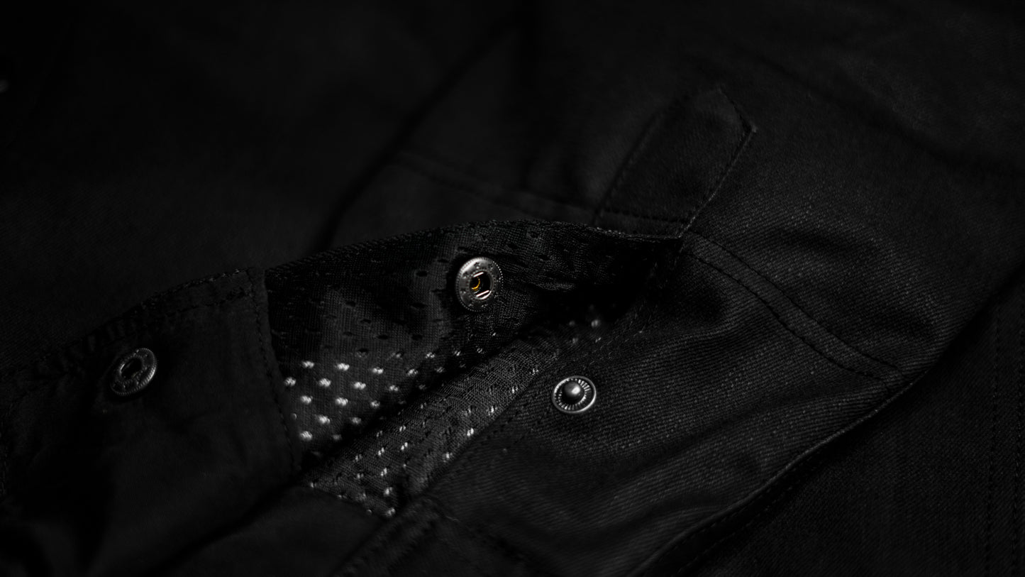 Midnight Phantom Black Waxed Motorcycle Riding Shirt