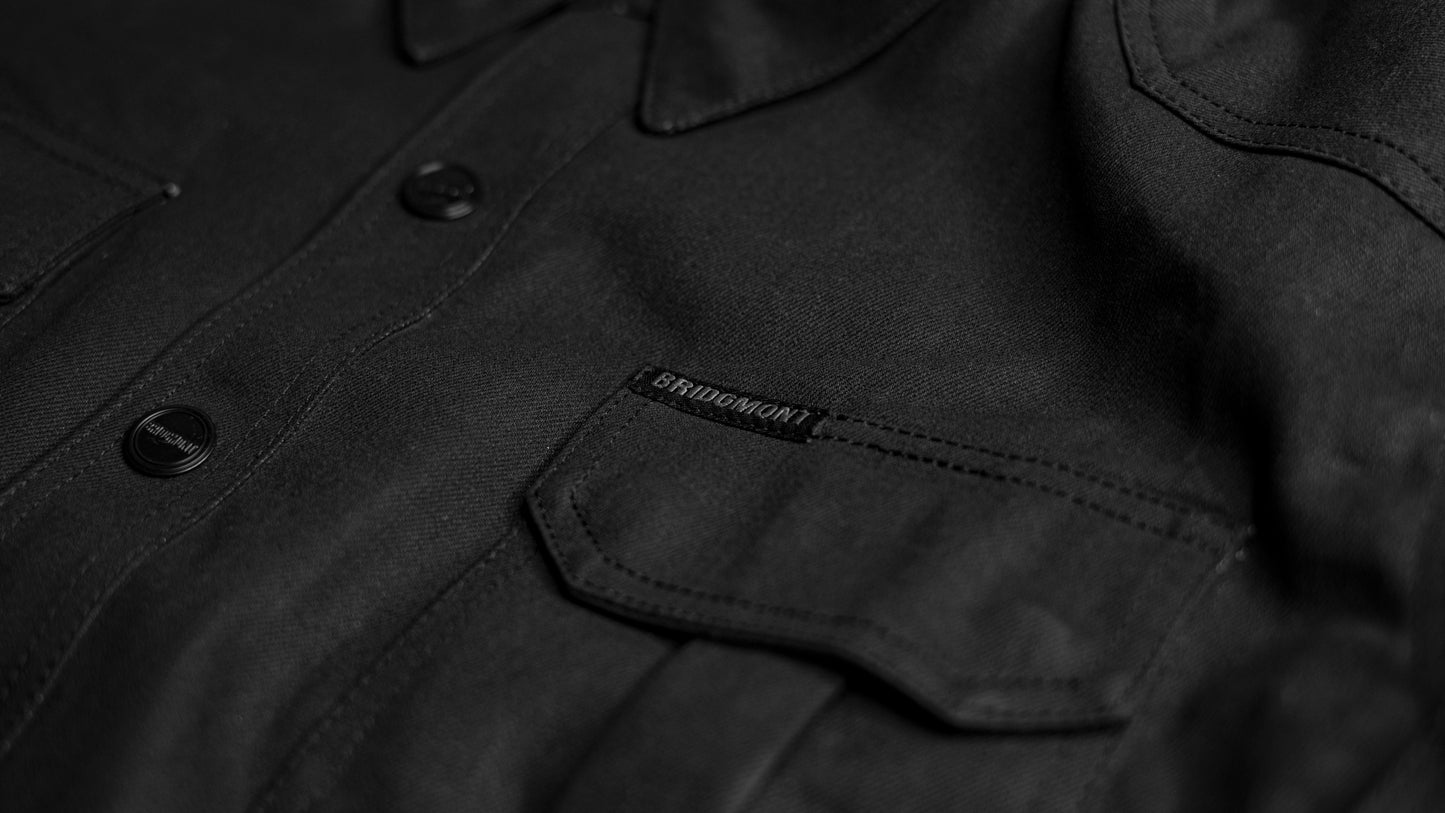 Midnight Phantom Black Waxed Motorcycle Riding Shirt