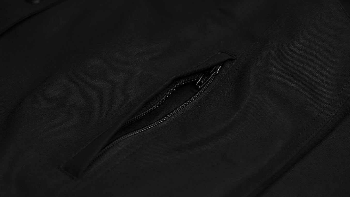 Midnight Phantom Black Waxed Motorcycle Riding Shirt