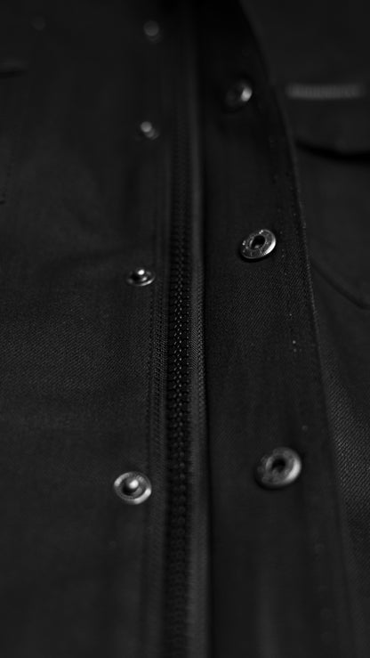 Midnight Phantom Black Waxed Motorcycle Riding Shirt