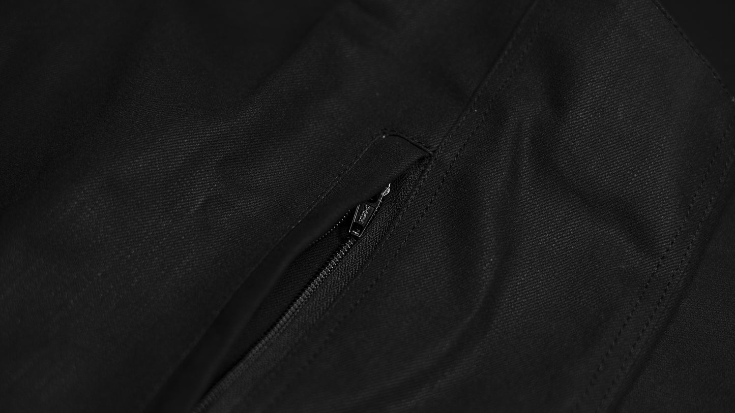 Midnight Phantom Black Waxed Motorcycle Riding Shirt