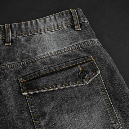 Rustic Black Kevlar-Lined Protective Motorcycle Jeans