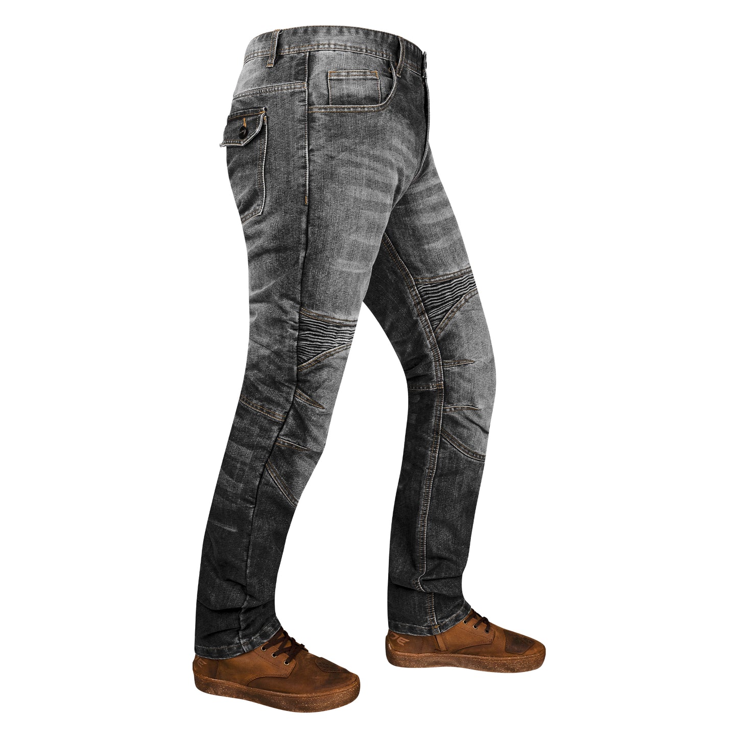 Rustic Black Kevlar-Lined Protective Motorcycle Jeans