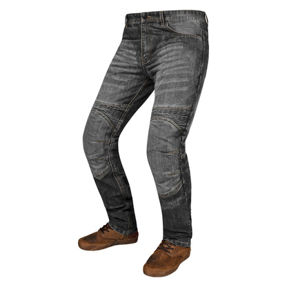 Rustic Black Kevlar-Lined Protective Motorcycle Jeans