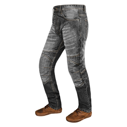 Rustic Black Kevlar-Lined Protective Motorcycle Jeans
