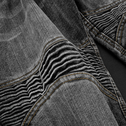 Rustic Black Kevlar-Lined Protective Motorcycle Jeans
