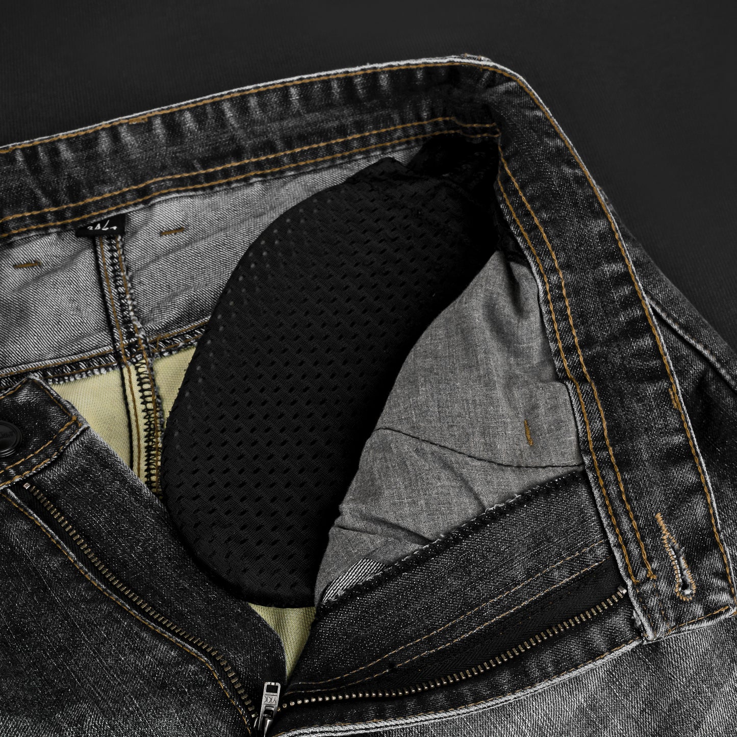 Rustic Black Kevlar-Lined Protective Motorcycle Jeans